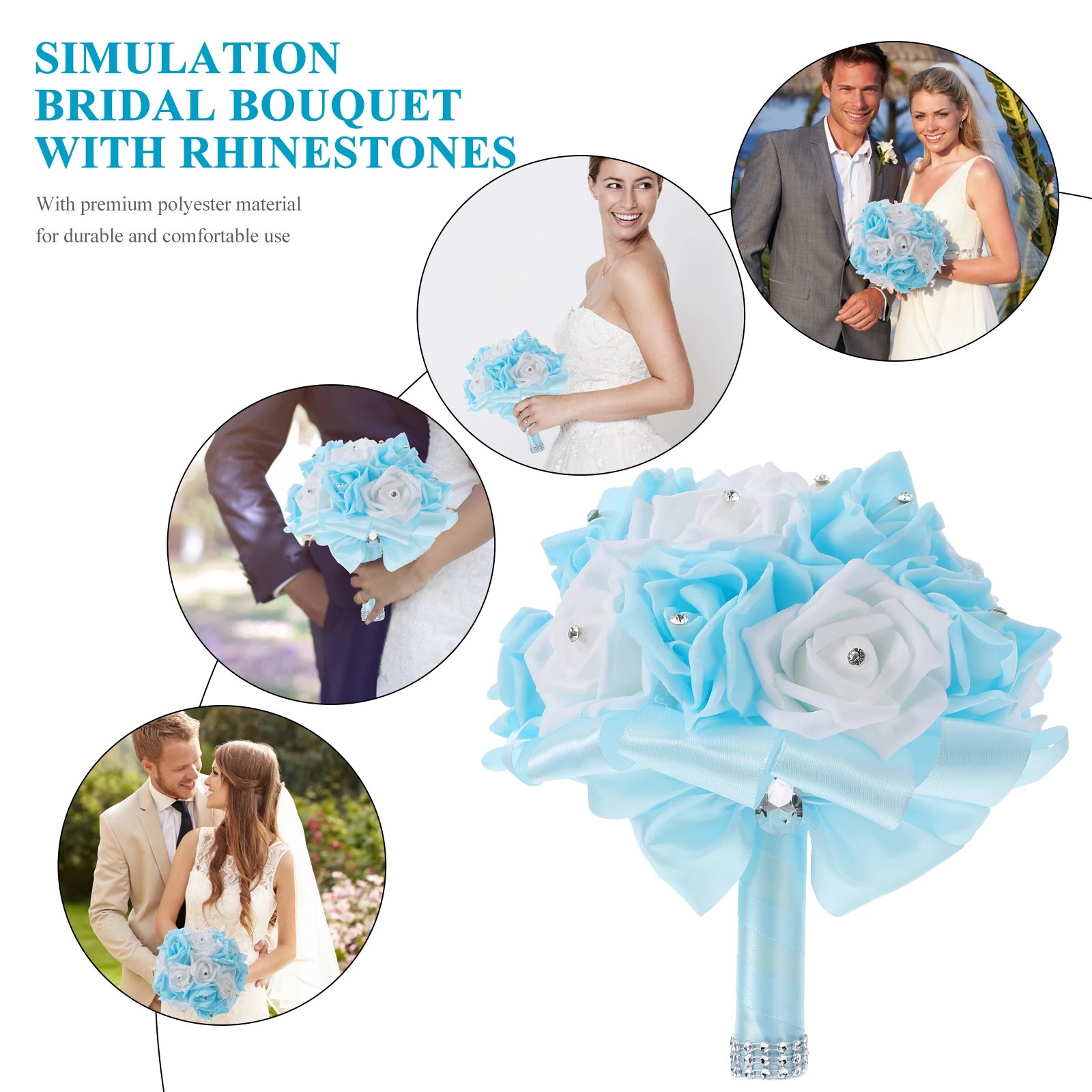 

1 Bunch Wedding Bridal Artificial Rose Bouquet Delicate Elegant Bridal Holding Flower Bouquets for Wedding Party