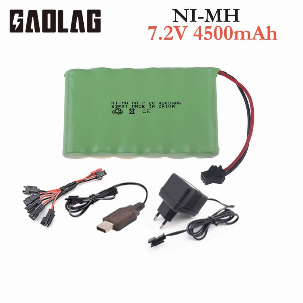 7.2v 4500mah NiMH Battery For Rc toys Cars Tanks Robots Boats Guns AA 7.2v Rechargeable Battery Ni-MH 6*AA Battery Pack SM Plug