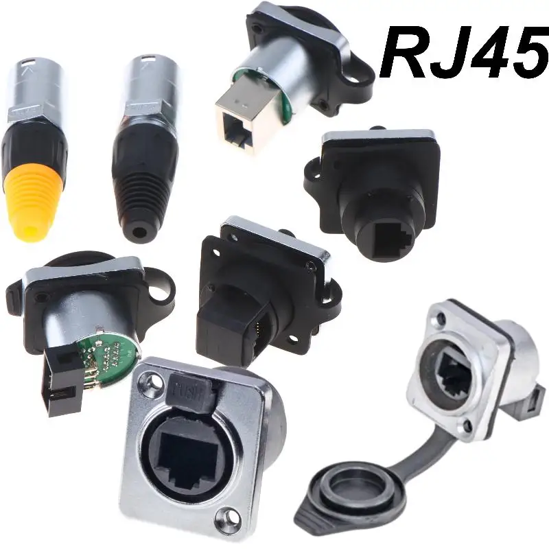 8P8C RJ45 D-Type Panel Mount Connector NE8FDP Waterproof Network Cable Socket