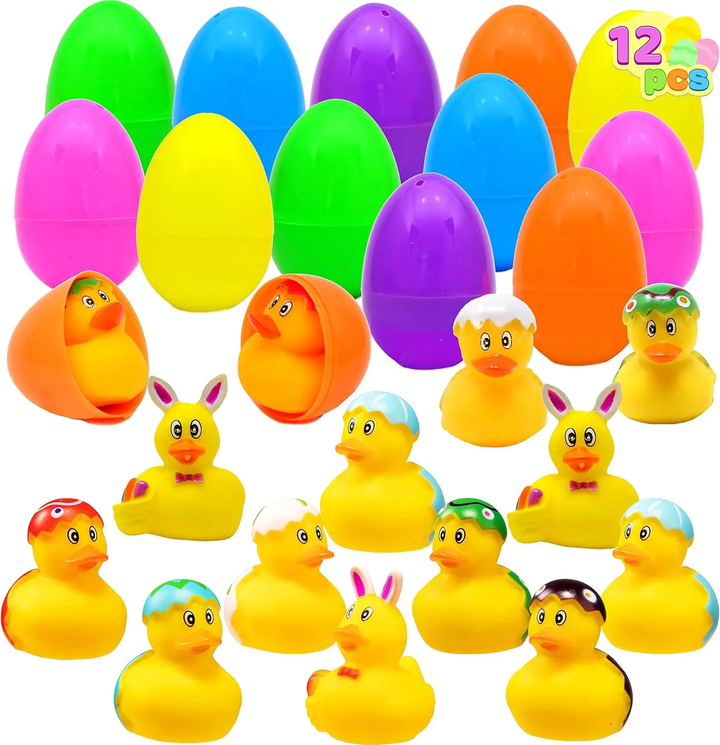 

12 разноцветных пасхальных яиц с игрушками-утятами, веселые подарки для детей на вечеринки и для ванны