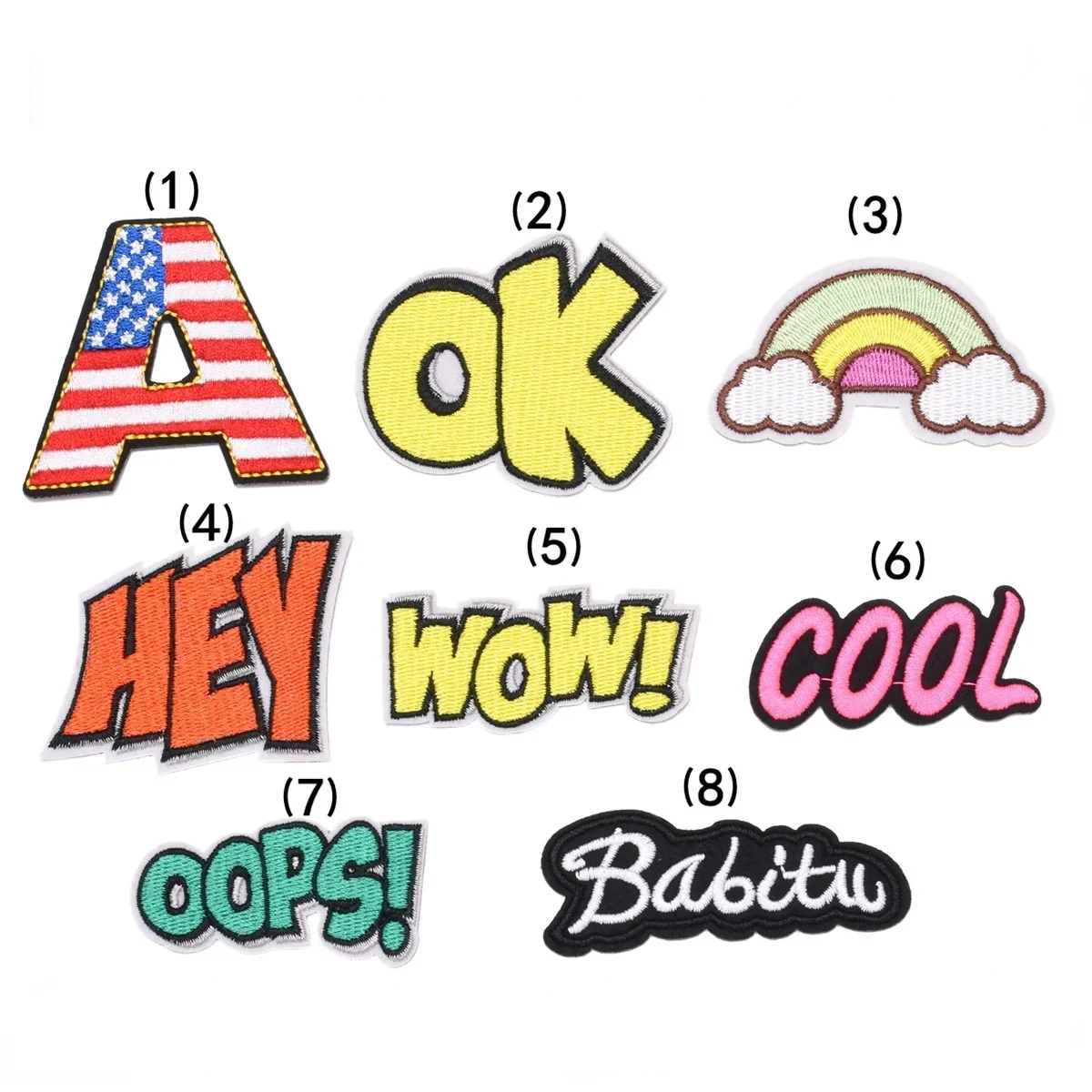 5pcs Self-adhesive Non-ironing Embroidery Fashion Letter Cloth Stickers for Clothes Repair Broken Holes Decorative Patches