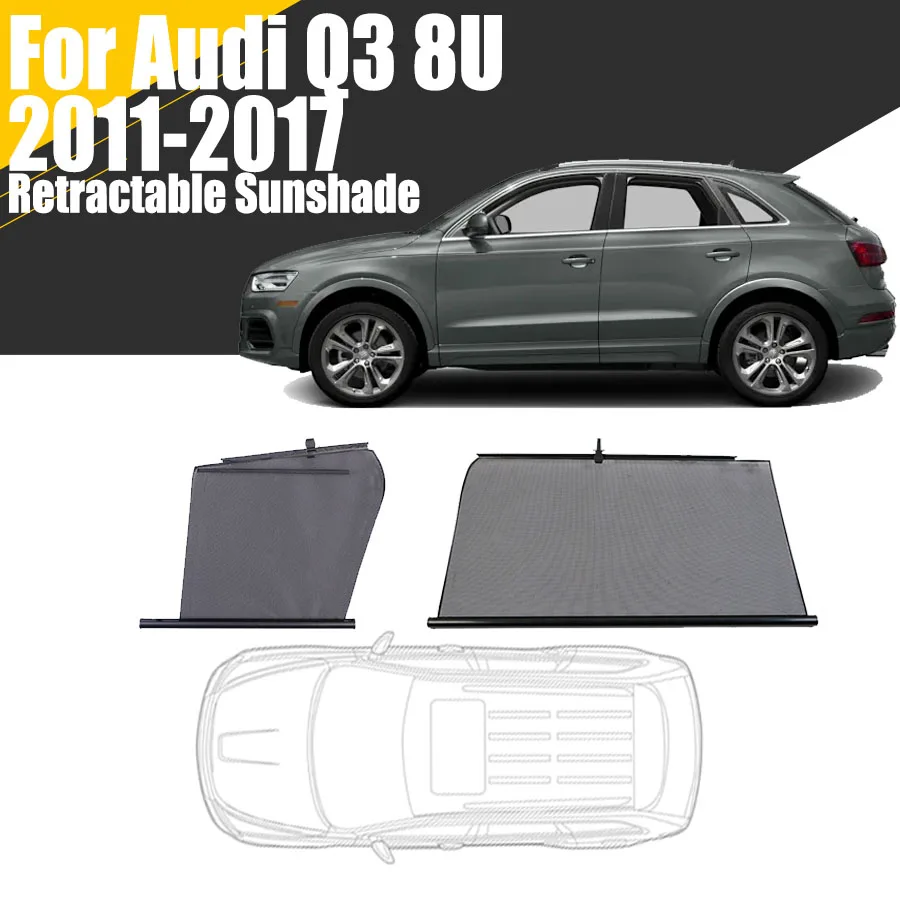 Retractable Car Sunshade for Audi Q3 8U 2011-2017 Side Lifting Window Sunscreen UV Heat Protection Mesh Privacy Curtain