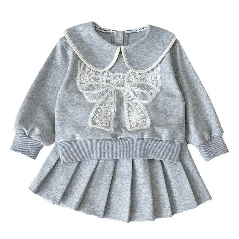 

Outcut Lace Bow Hoodie Half Skirt Set TrendyGirls' Autumn Set 2024 New Fashionable