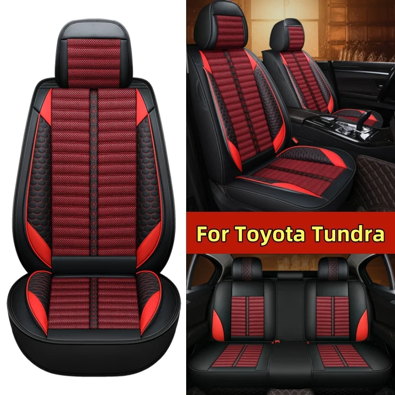 

For Toyota Tundra Car seat cover waterproof PU leather linen splicing wear-resistant soft and comfortable full wrap seat cover
