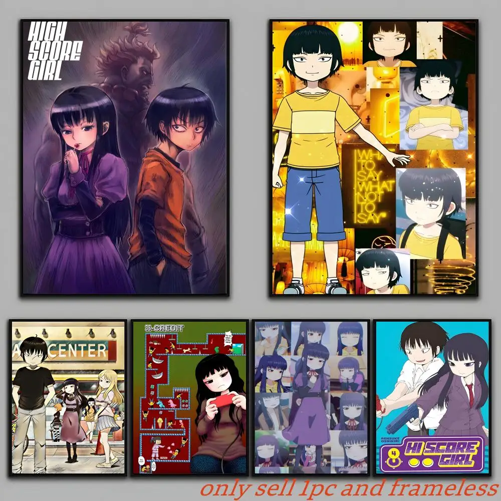 Cartoon H-Hi Score Girl Funny Comic Poster Poster Painting Prints Wall Art Picture Film Room Home Bar Cafe Decor Mural
