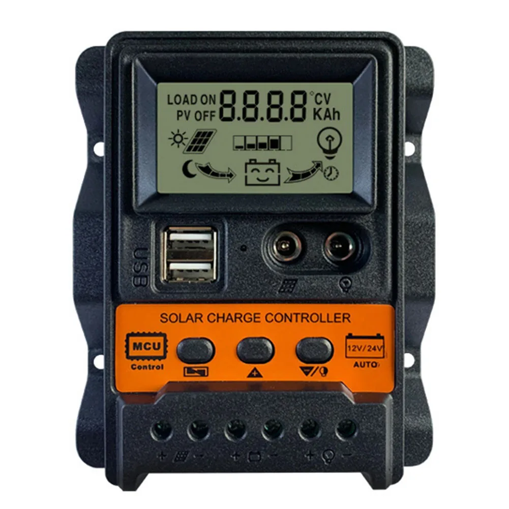 10A 20A PWM Solar Panel Charge Controller with Dual USB Output and LCD for Real Time Monitoring and Protection