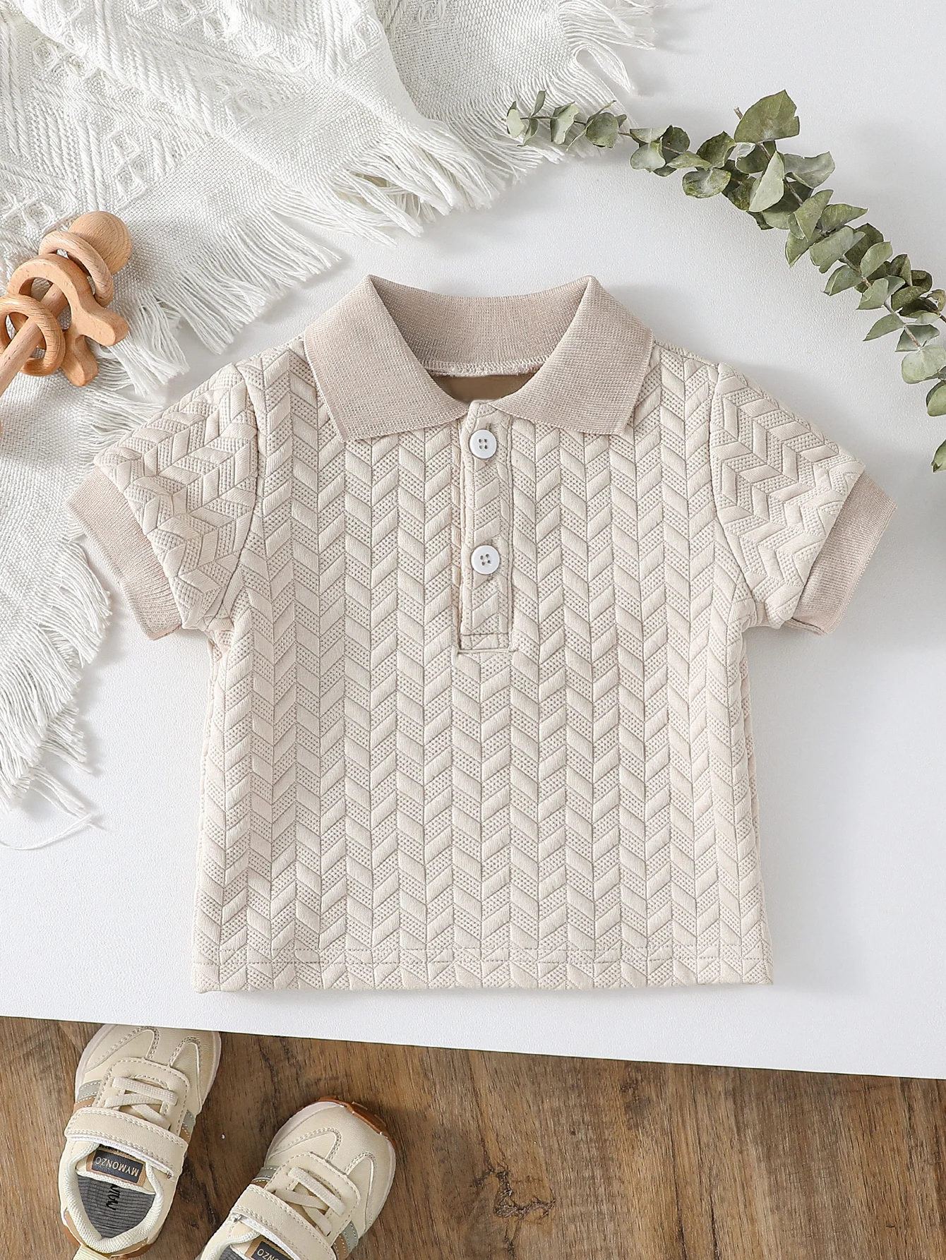 2025 One Piece Baby Boys Summer Solid Plaid Short Sleeve  Casual Daily T-Shirt For 1-3Y Clothing