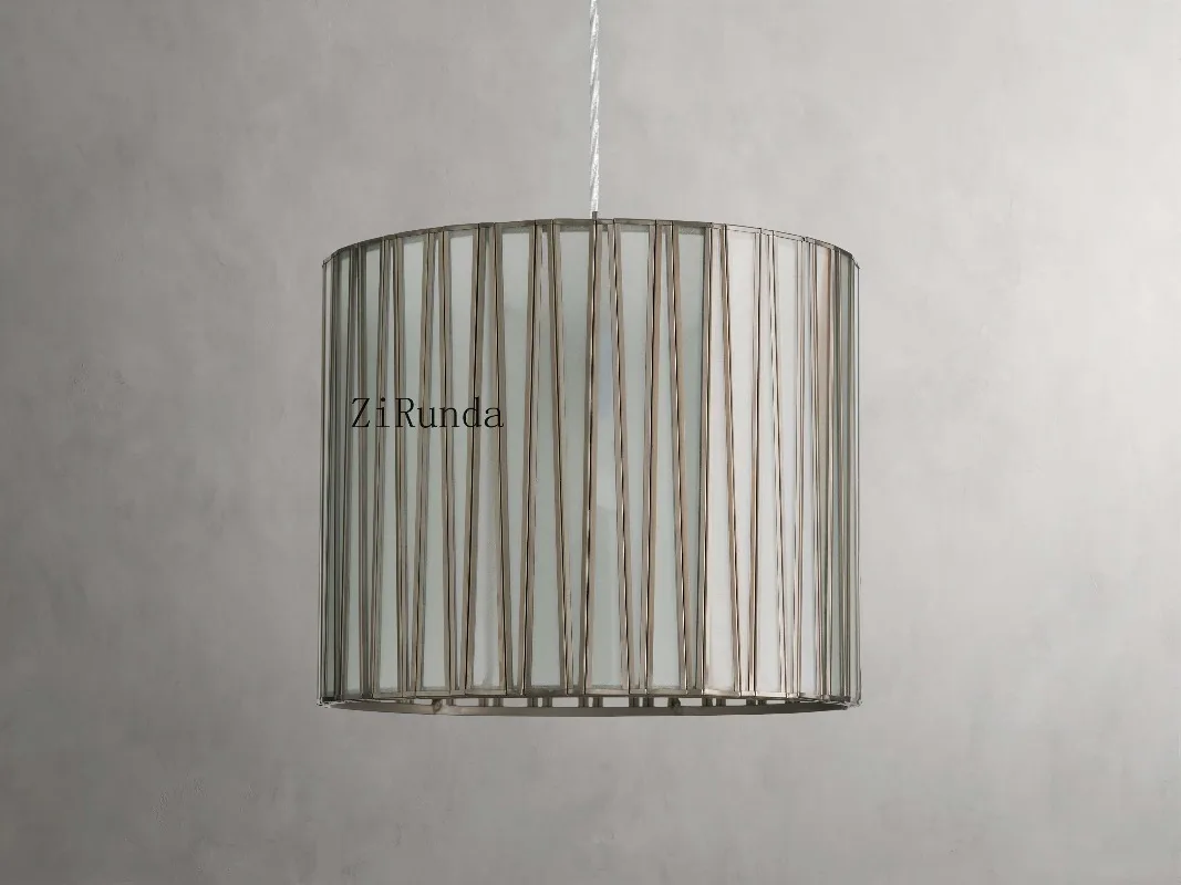 Modern minimalist round steel glass lampshade warm white, suitable for kitchen islands and living rooms, dimmable