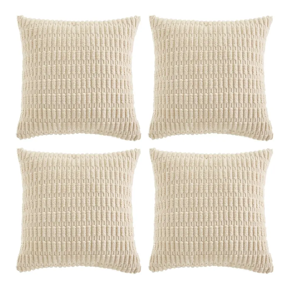

4 Packs Boho Cream Decorative Throw Pillow Covers 18X18 H For Living Room Couch Bed Sofa, Rustic Modern Farmhouse Home Decor,
