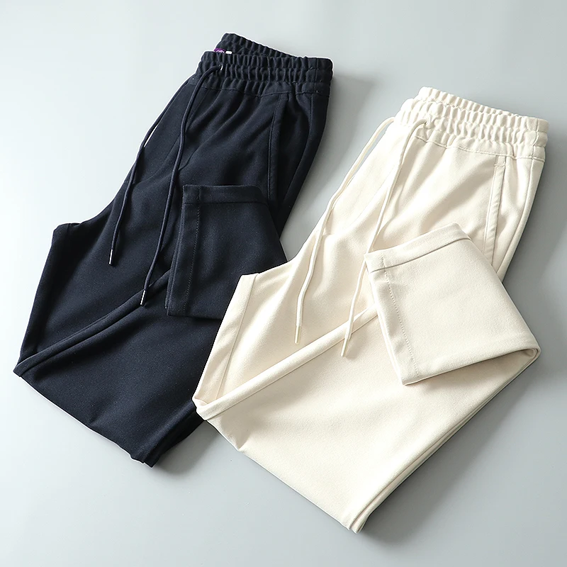 

Anti-Wrinkle Elastic Woolen Casual Pants for Men Faionable Straight Leg Polyester Blend Long Pants for Autumn Bus...