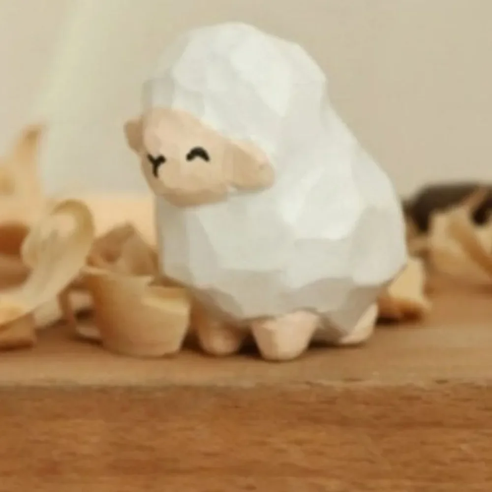 Small Gifts Wooden Carving Cat Ornament Dog Crafts Animals Ornament Cute Sheep Small Rabbit Model Children Toys