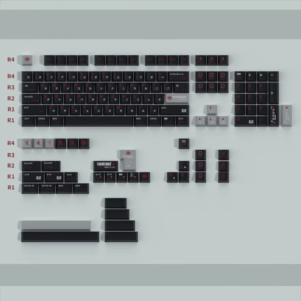 140 + chiavi/set Arasaka Gaming Keycaps PBT Dye Sublimation Black Red Key Caps Cherry Profile Anime Game CBPK 2077 Keycap MX Swi