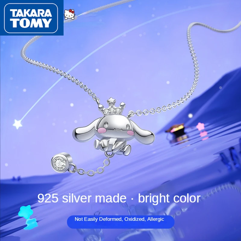 TAKARA TOMY Hello Kitty New Ladies Diamond Light High Clavicle Necklace Girl 925 Silver Luxury Elegant Sweet Women's Accessories