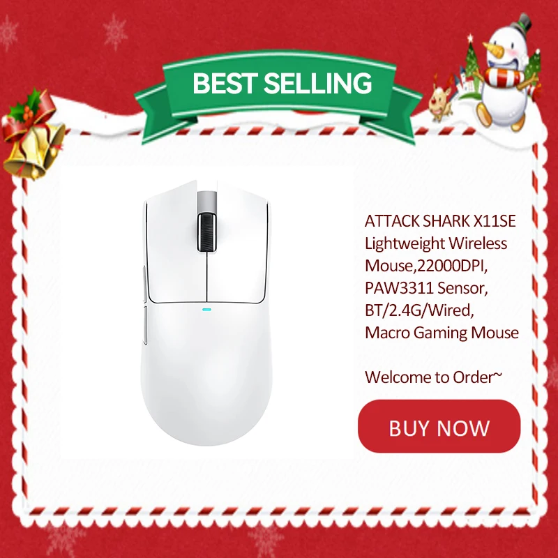 

ATTACK SHARK X11SE Wireless Mouse,22000DPI, PAW3311 Sensor, BT/2.4G/Wired, 63g Lightweight,Macro Gaming Mouse