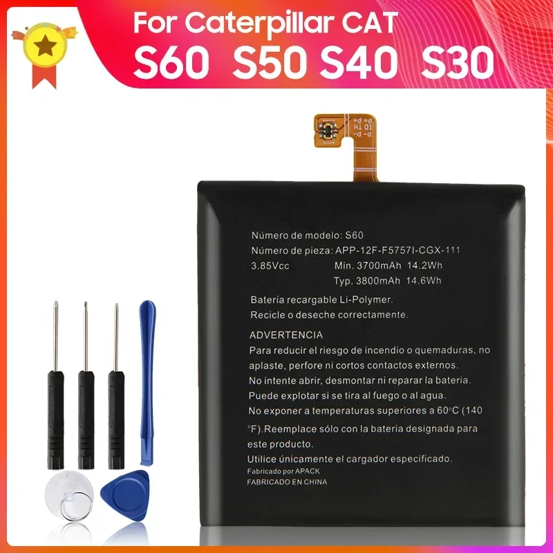 

Replacement Battery 3800mAh For Caterpillar Cat S50 S40 S60 S41 S30 APP-12F-F57571-CGX-111 High Quality Batteries With Tool