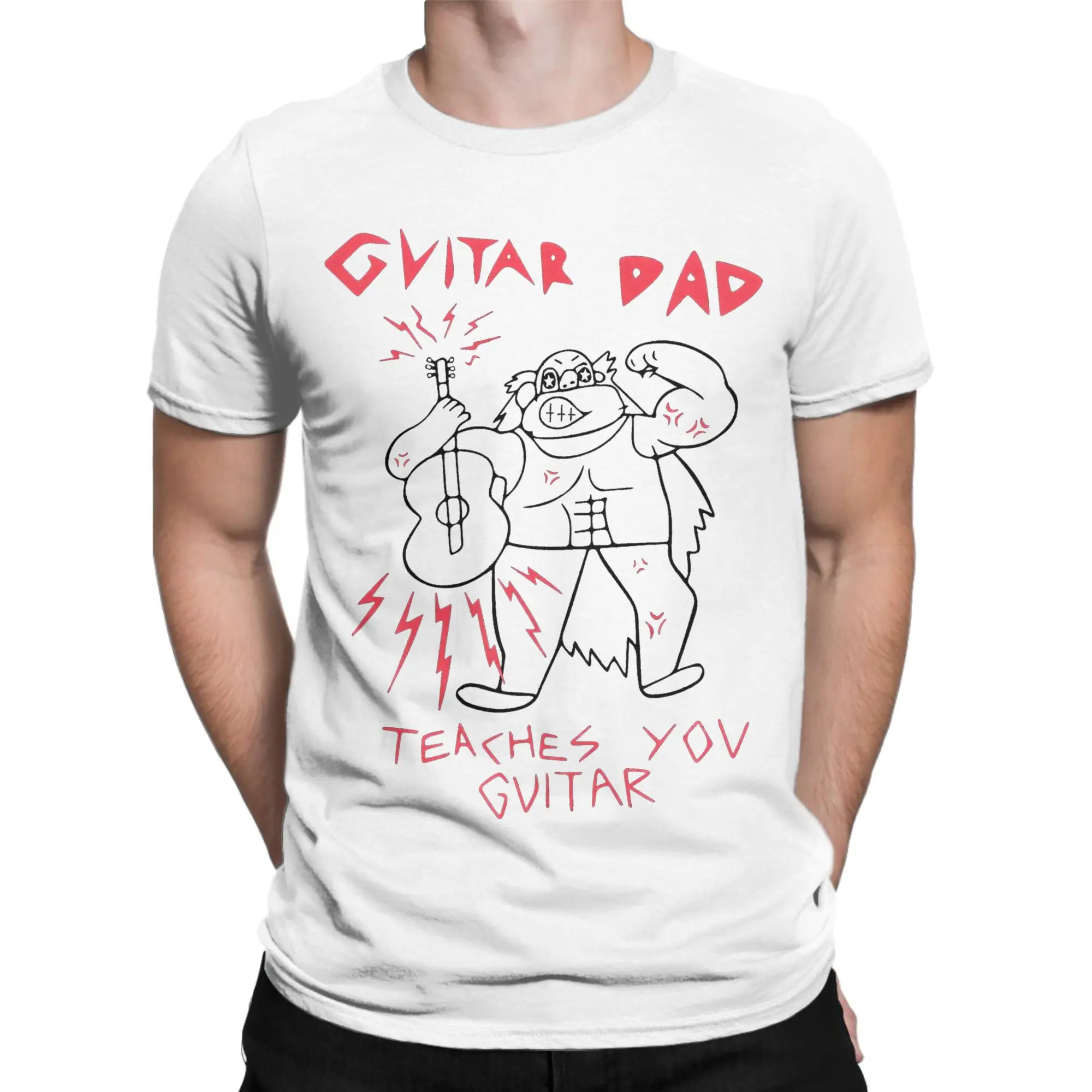 Men Guitar Dad Steven Universe T Shirt Teaches You Guitar Cotton Clothing Vintage Short Sleeve Crewneck Tee Shirt Gift T-Shirt