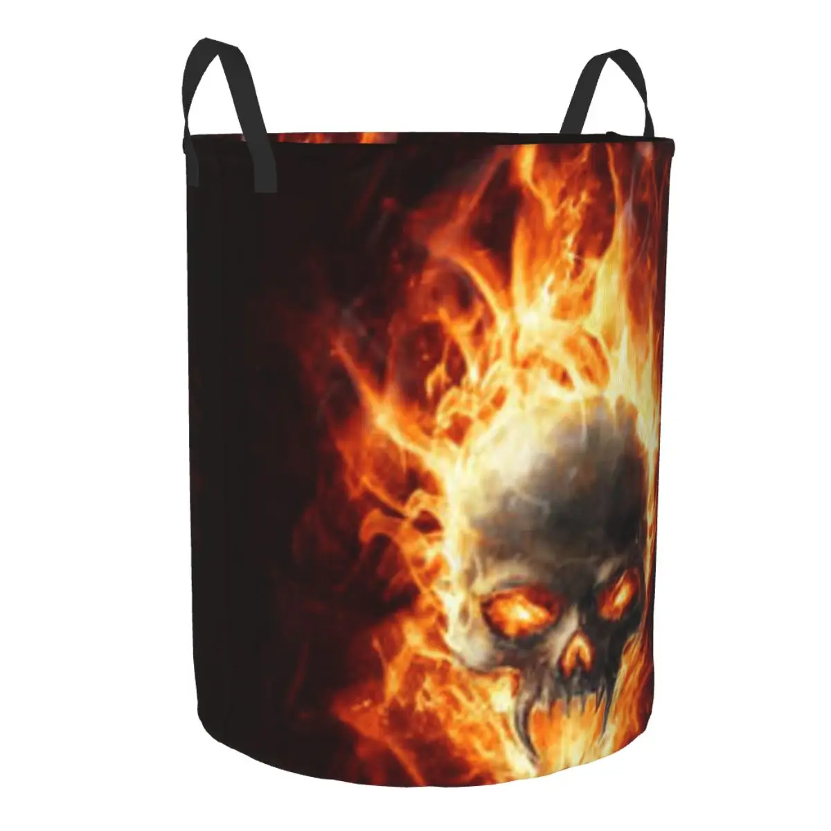 Folding Laundry Basket Bburning Skull Bringer Of Doom Dirty Clothes Storage Bucket Wardrobe Clothing Organizer Hamper