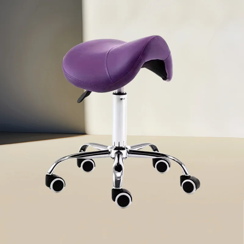 Swivel Adjustable Rolling Stool Saddle Stool With Wheels Heavy Duty Wide Thick Seat Padding Ergonomic Chair For Spa Clinic
