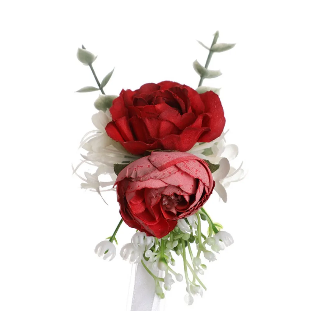 Винтажная цветочная голова подружки невесты, свадебная вечеринка, лента на запястье, корсаж, аксессуары Para Boda