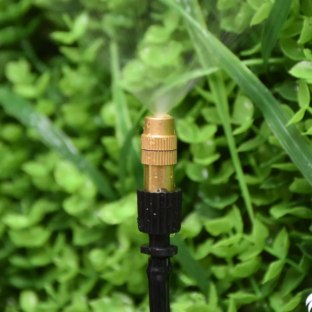 Micro Drip Irrigation Misting Nozzle Adjustable Spray Cooling Sprinkler 1/4 Tee Barb Connector For Garden Greenhouse