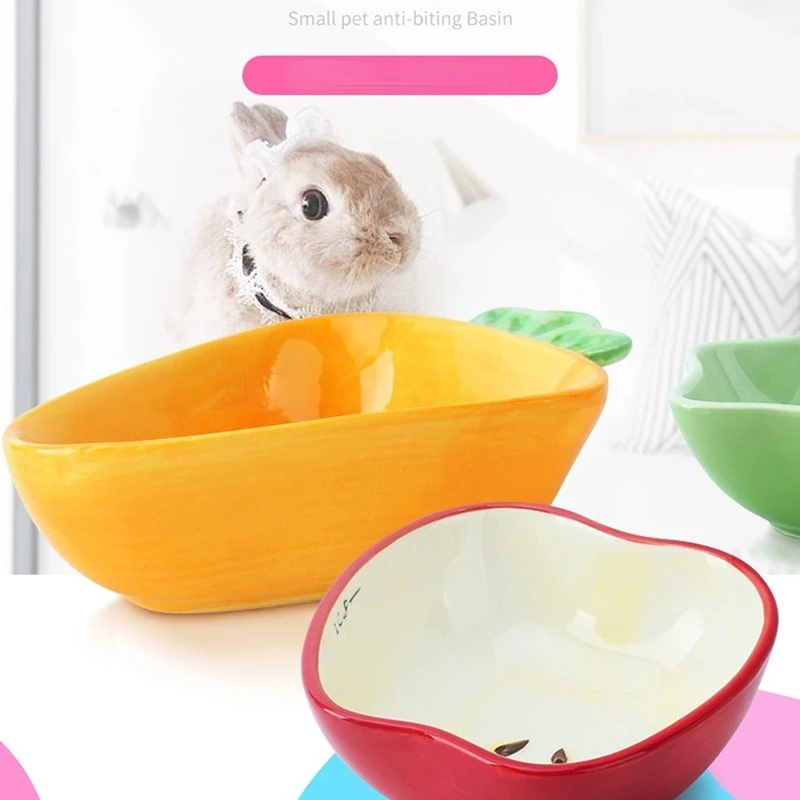 1PC Hamster Feeding Bowl Colorful Heart Shape Ceramic Plate Food Water Bowl For Rabbit Guinea Pig Small Pets Feeder Pet Supplies view 3