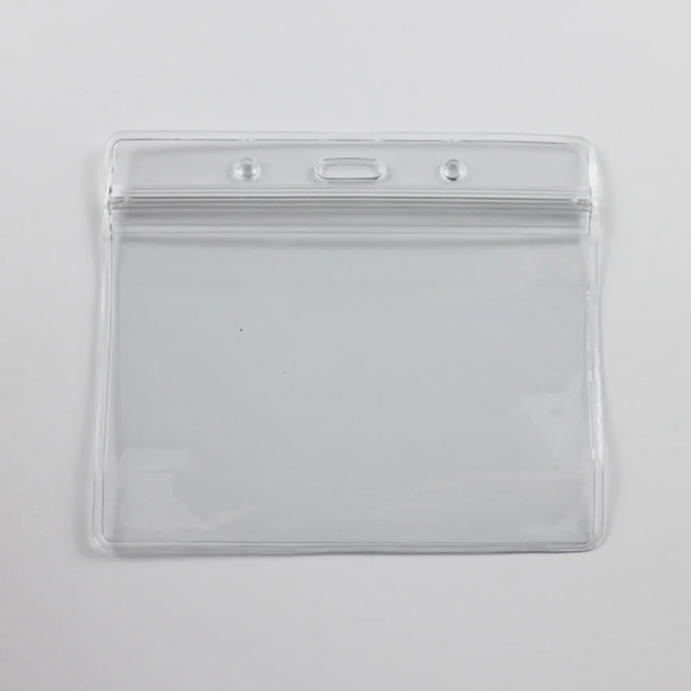 

100Pcs Premium Plastic Id Badge Holders Weather Resistant Lanyard Name Card Protector for Office School Events