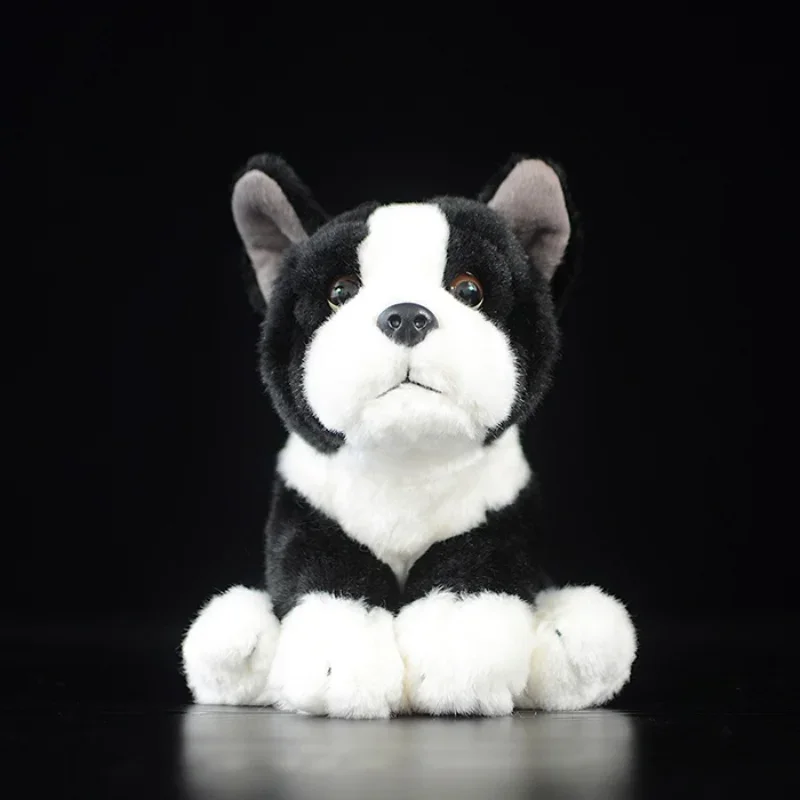 17cm Model Little Black Bull Dog Little Cute Simulation Dog Toy Plush High Black Dog Bulldog for Children Birthday Gift