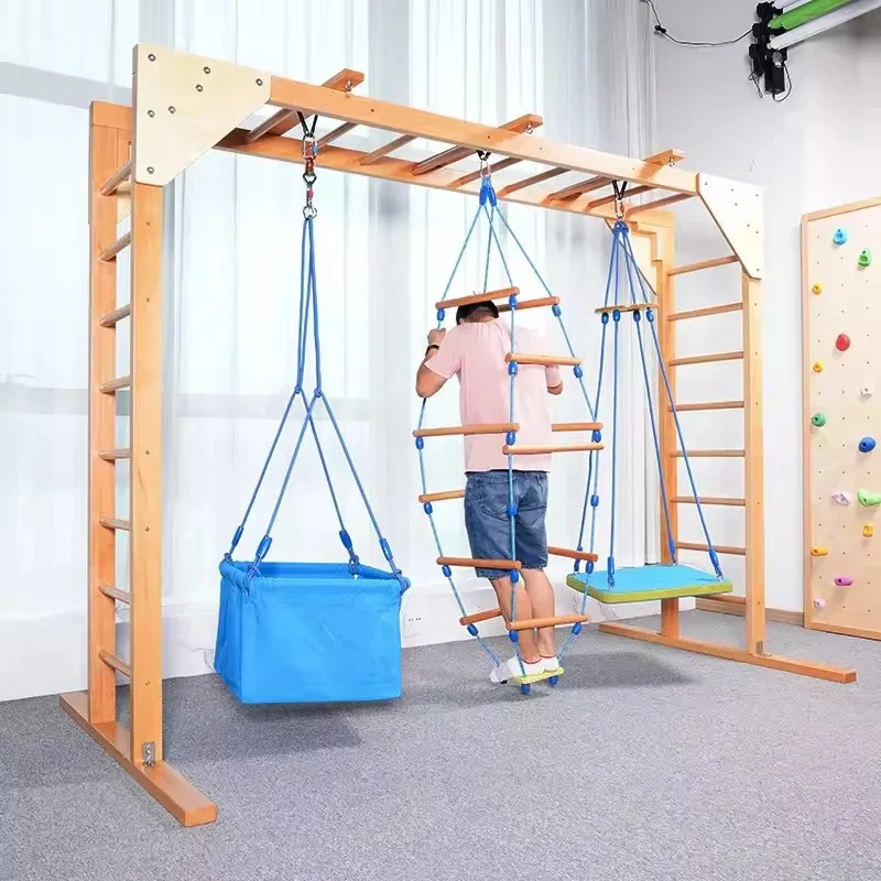 Indoor wooden swing for preschool daycare garden family clinic treatment