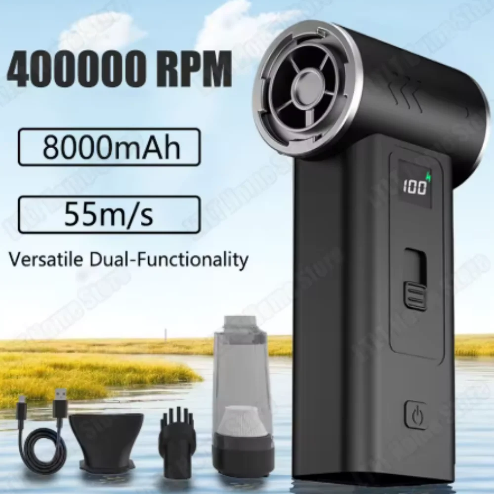 

8000mAh Mini Turbo Jet Fan Rechargeable Air Blower 400000RPM Handheld Duct Fan Jet Dry Blower for Laptop Computers Keyboard