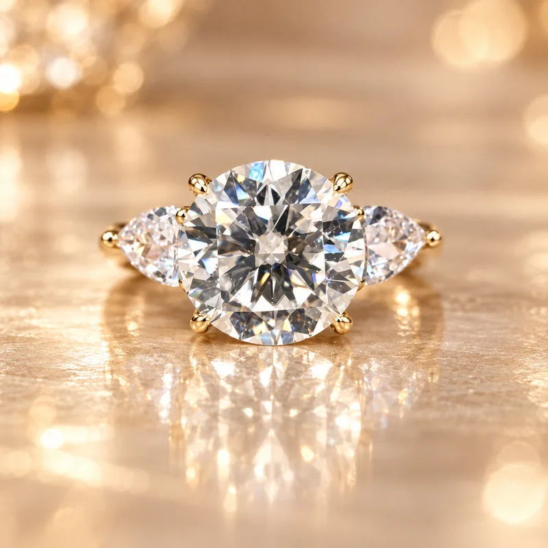 CKT 6.6CT Real Moissanite Ring 18K Gold D Color VVS1 Solitaire Engagement Band Fine Jewelry Gift For Women