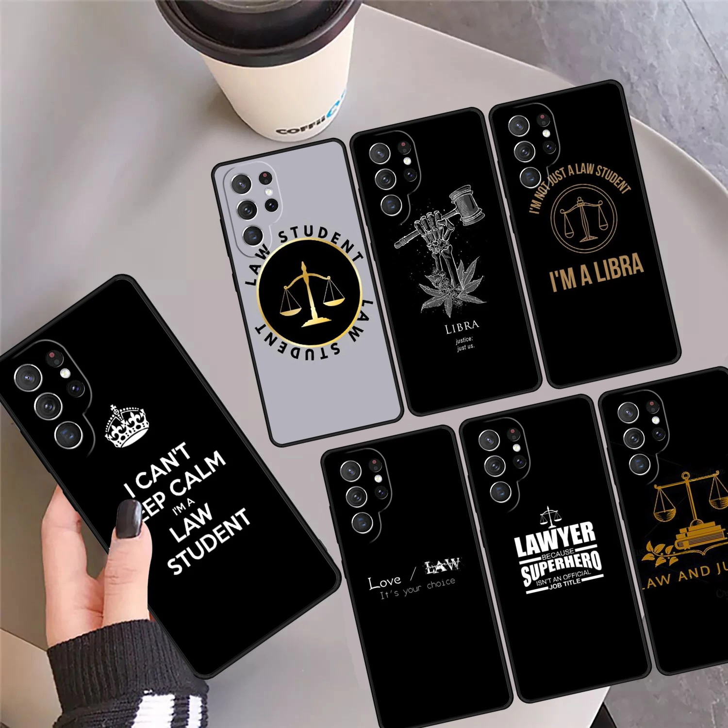 Law Student Lawyer Judge Phone Case Cover For Samsung Galaxy S24 Ultra 23 S22 Plus S21 FE S20 S8 S9 S10 Note 10 Pro Note 20