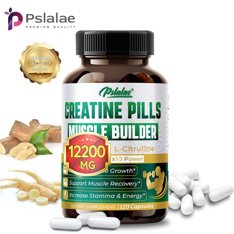 

Creatine Monohydrate Capsules - Promotes Muscle Growth, Improves Endurance and Performance, Energy Support