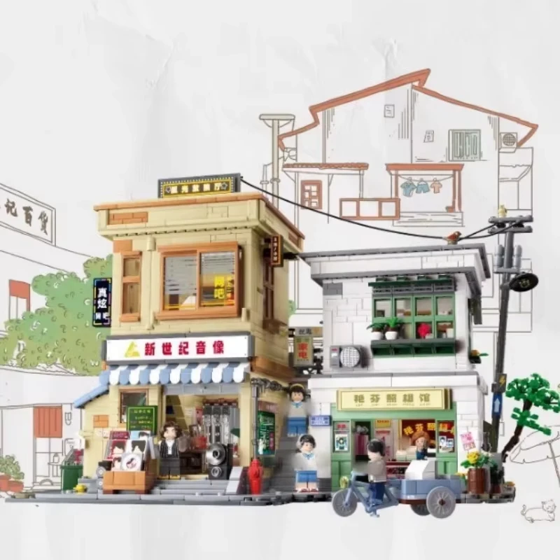 Weekit-bloques de construcción de taberna Medieval, ciudad de los años 8090, vista a la calle, casa de pueblo, arquitectura, ladrillos, juguetes creativos, regalos para adultos