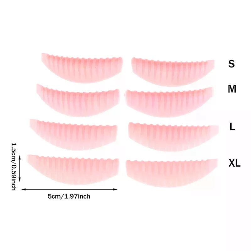 4Pairs Reusable Eyelash Lifting Pad Silicone Lamination Pad Vertical Stripe Perm Rods 3D Lashes Extension Curler Makeup Tool