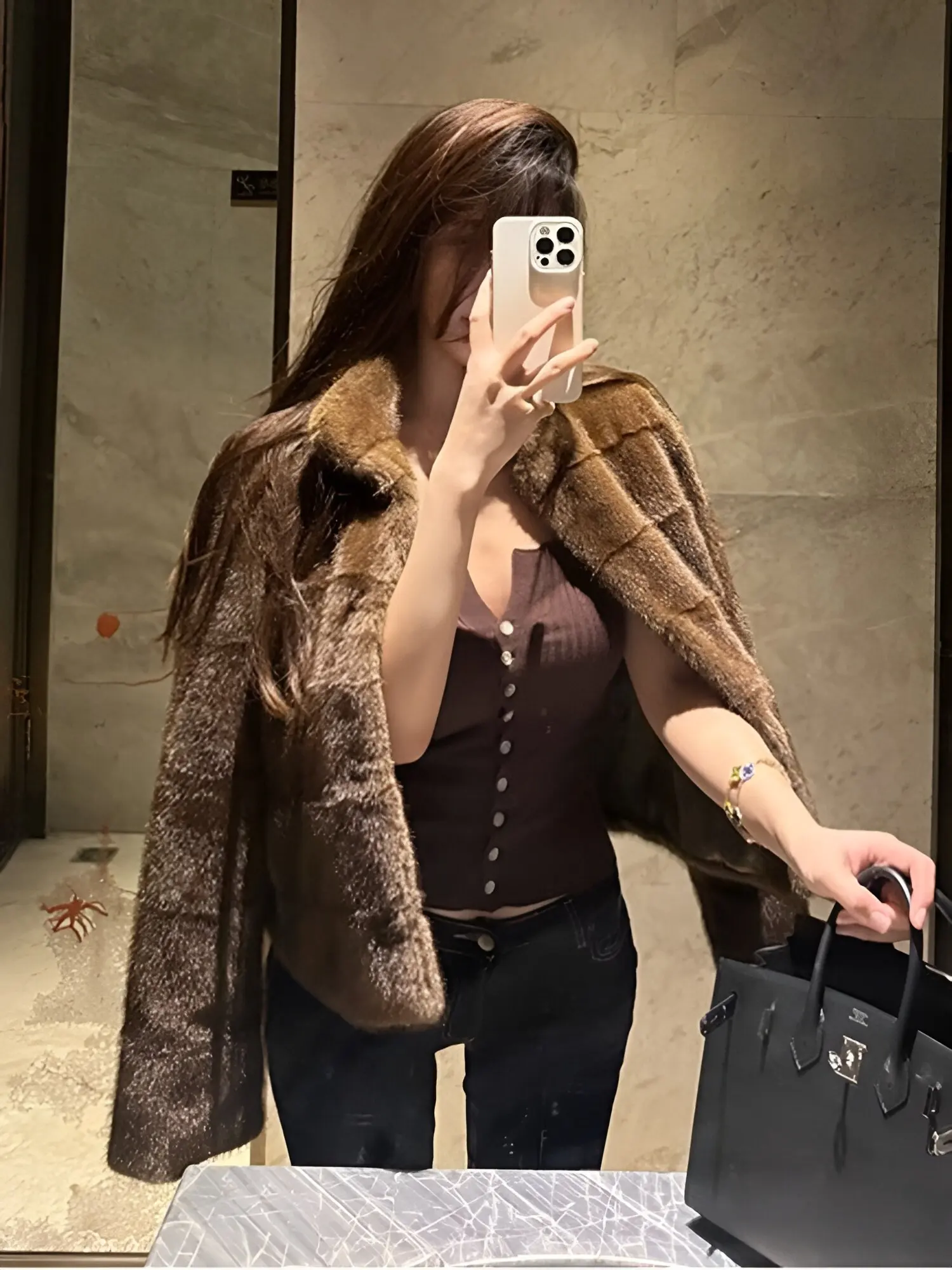 Winter 2026 new imitation mink fur integrated coat women's stand-up collar thickened environmentally friendly fur fur top