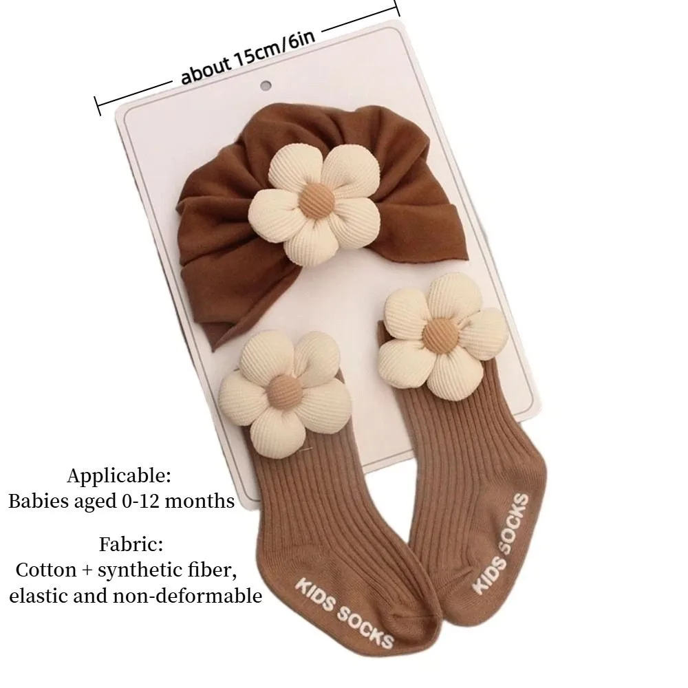 Mode bloem pasgeboren hoed sokken set lichtgewicht zachte sokken cap set ademend katoen combinatie hoed sokken babyjongen en meisje