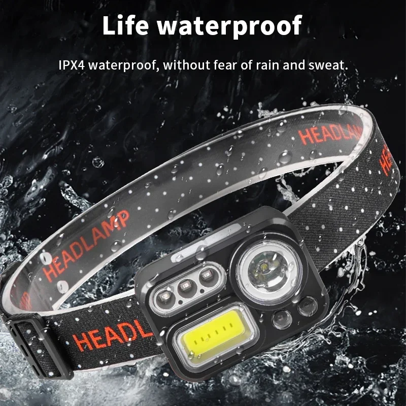 

Светодиодный налобный фонарь Type-C с зарядкой, сверхдлительный срок службы батареи, ультра-яркий, сильный свет, индуктивный налобный фонарь для ночной рыбалки