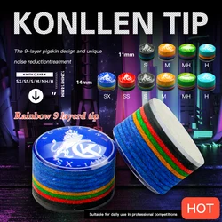 KONLLEN-Embouts de queue arc-en-ciel multicouches, accessoires de snooker, dureté S, SS, SX, M, laissée, H, peau de over, 11mm, 14mm