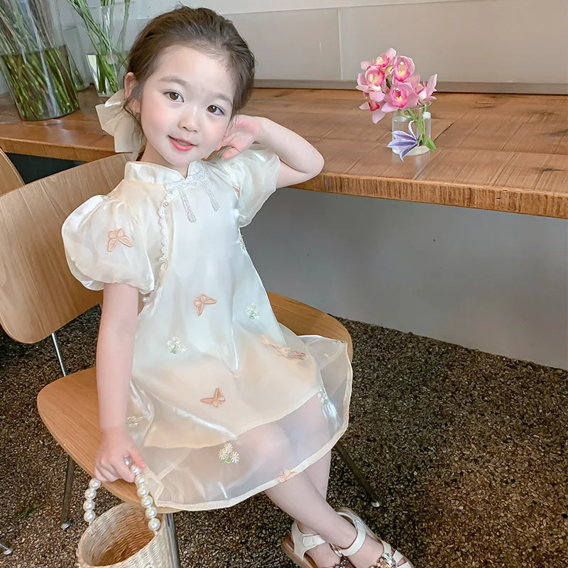 Girls' Cheongsam New Baby 'S Short-Sleeved Hanfu Summer Children'S Princess Dress