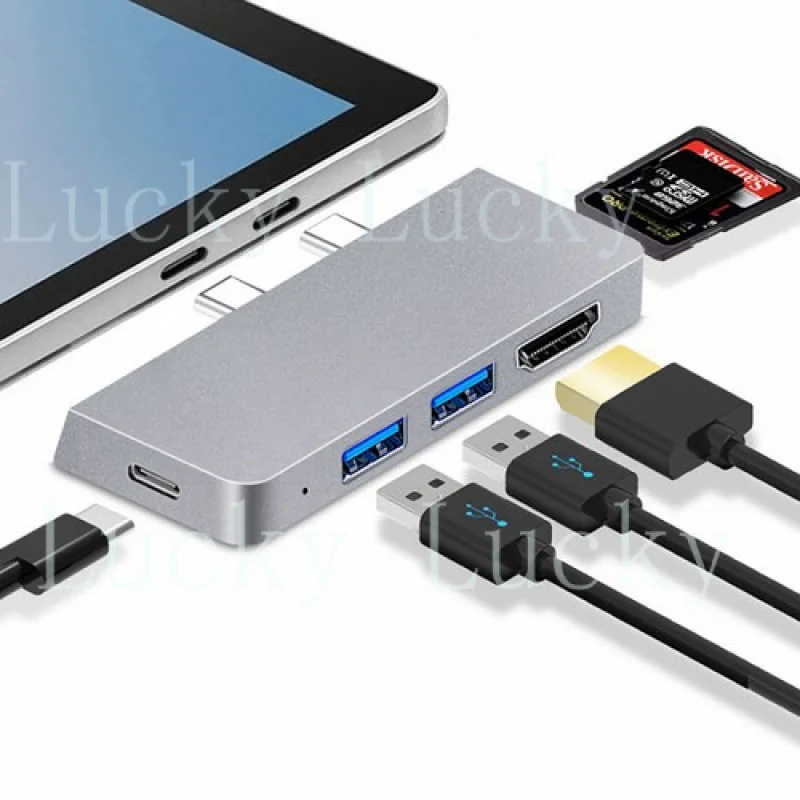 f  Black/Silver Docking Station Spare Parts for Surface Pro9 X Type-C to HDMI