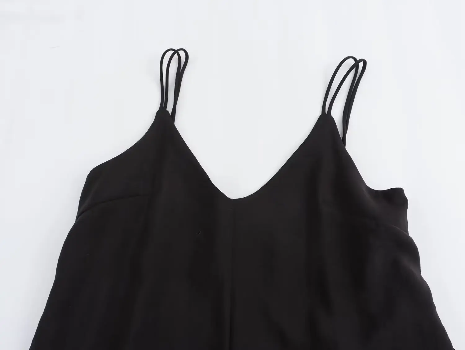 Withered Nordic Minimalist V-neck Dungaress Women Camisole Loose Jumpsuit Black Sexy Backless