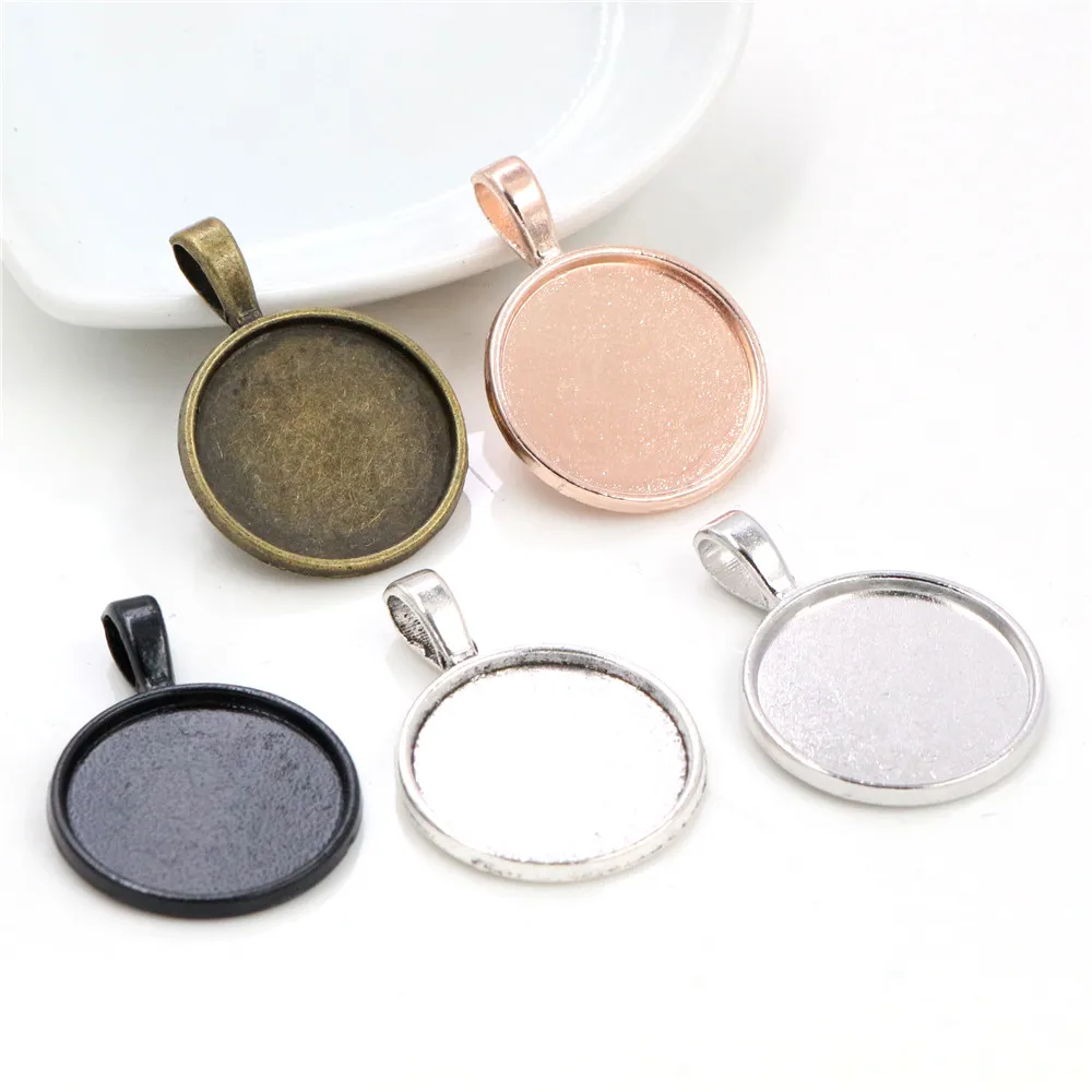 10pcs 20mm Inner Size 5 Classic Colors Plated Classic Style Cabochon Base Setting Charms Pendant