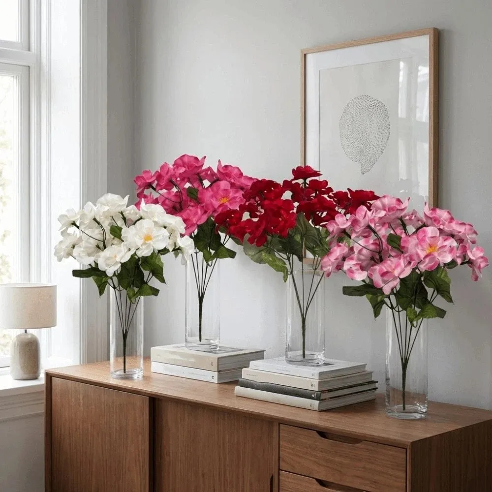 Realistic Artificial Begonia Flowers Floral Arrangement UV Protection Silk Begonia Flower Bridal Bouquet Flower Art