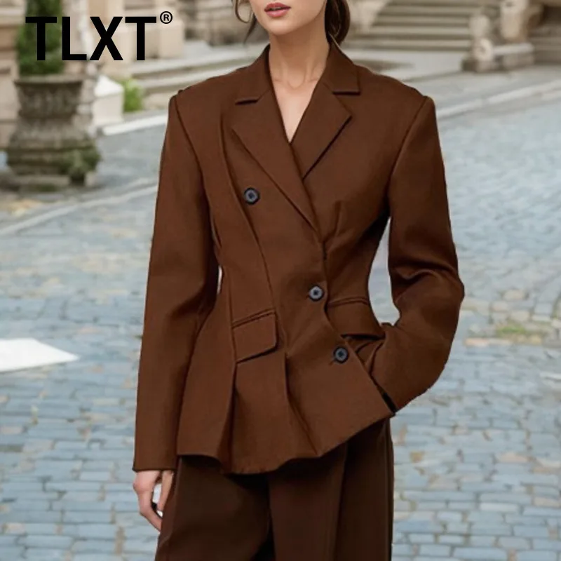 

TLXT женский дизайн, уменьшение талии, деконструкция, куртка для похудения, темперамент, французский элитный взрывной костюм