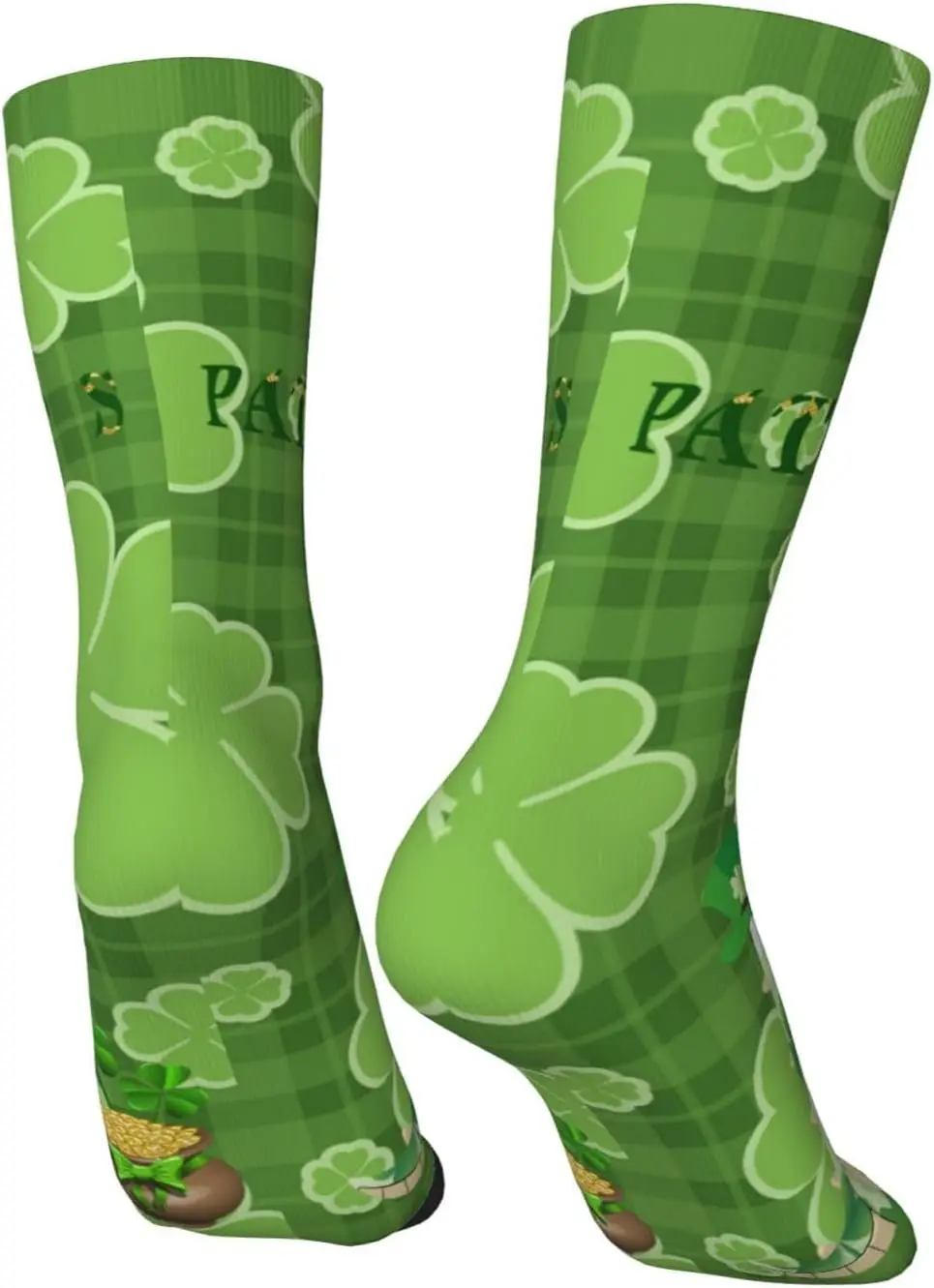 Green Clover Socks Dress Green Stockings Socks Patrick Novelty Harajuku Retro Style Breathable Non-slip Sports
