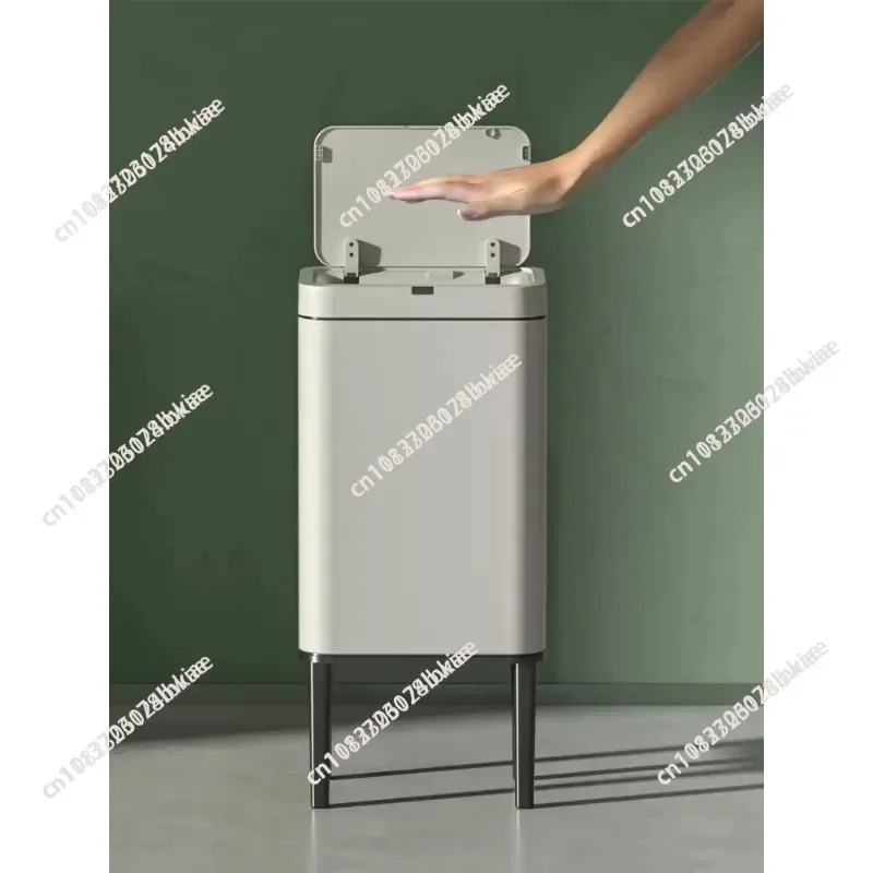 High-footed Stainless Steel Intelligent Induction Trash Can Automatic Opening Sanitary Bucket For Kitchen Bathroom Living Room