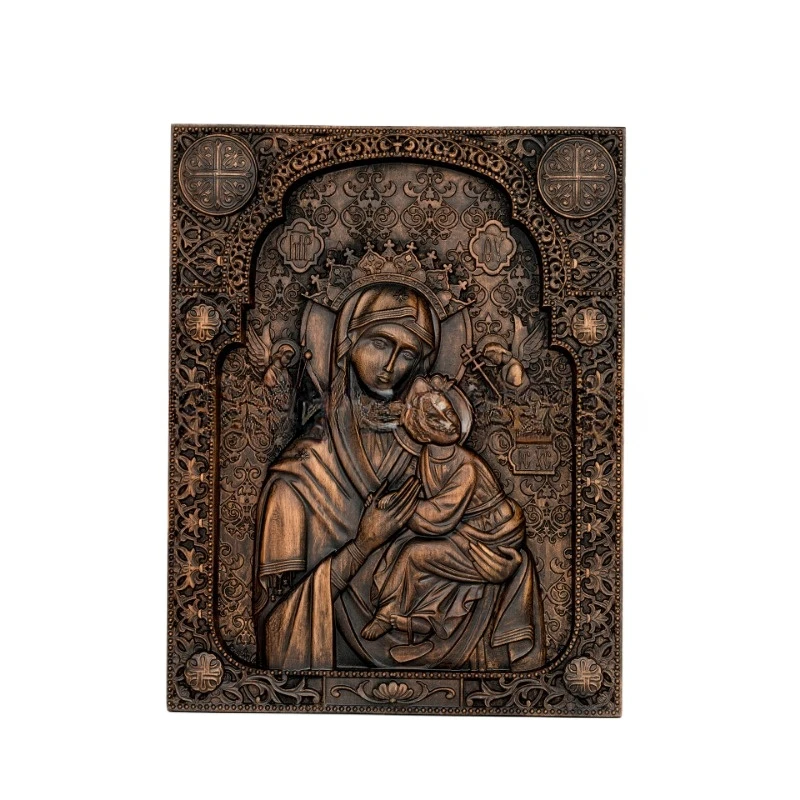 Our Lady of Perpetual Help Wood Carved Wall Decor, Catholic Religious Items, Home Decor, Our Lady Statue, Vintage Art