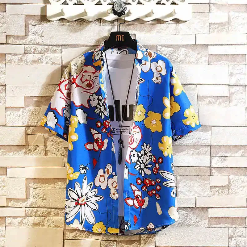 Men's Hawaiian shirt featuring a tropical plant and bear 3D print perfect for a beach vacation look Relaxed street-style fit