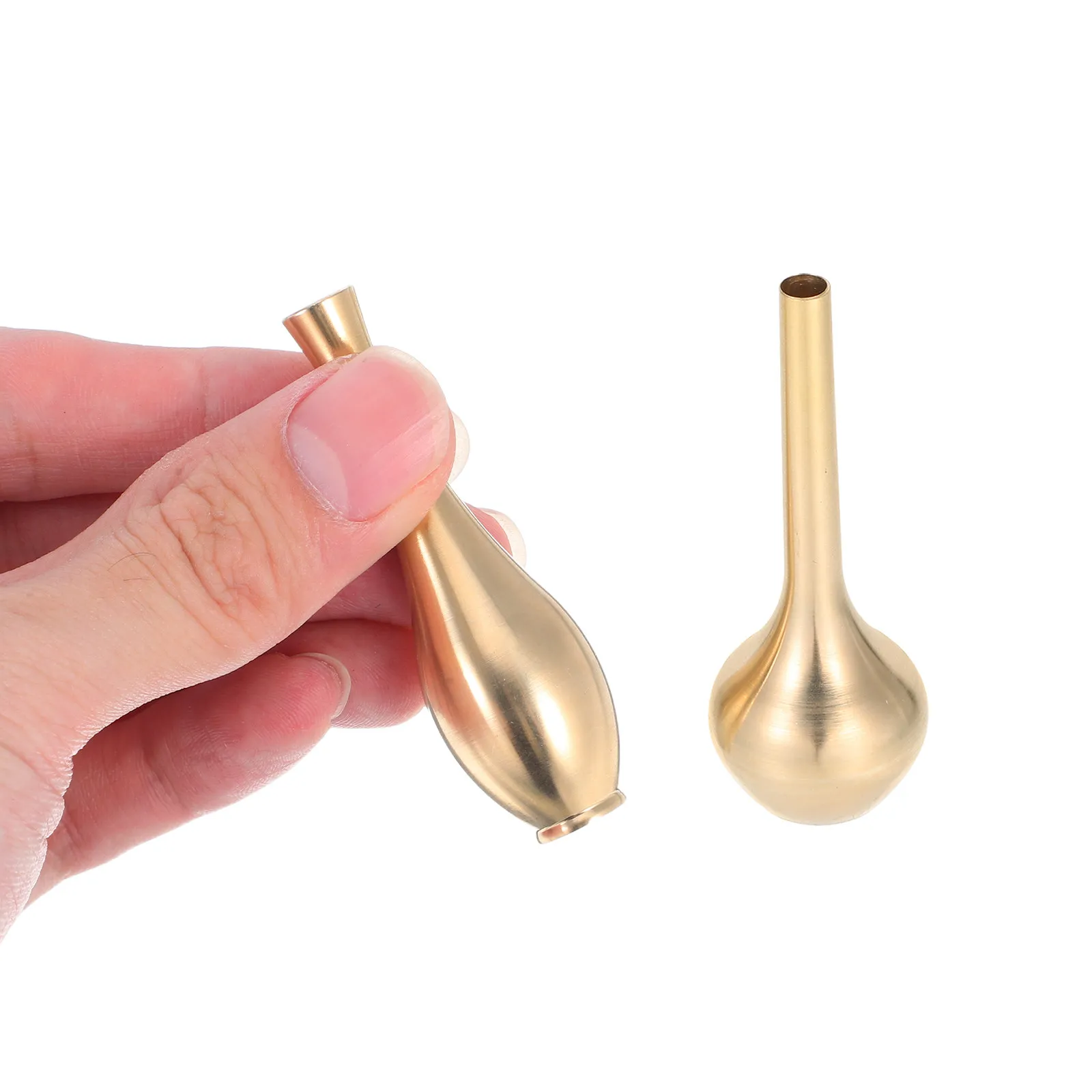 2Pcs Miniature Brass Small Flower Vase Vintage Ornament Incense Holder Tiny Vase Living Room Decoration Miniatures for