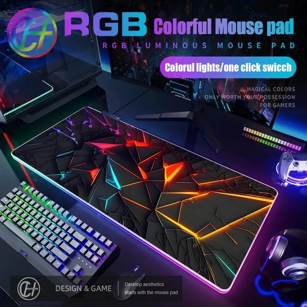 

Геометрический модуль Коврик для мыши RGB Игровой коврик для мыши Настольный коврик HD Gamer Большой светодиодный светильник XXL Коврики для мыши ПК Компьютерный ковер